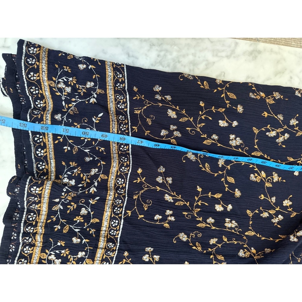 VTG MPH Navy Blue Floral Beaded Rayon Empire Waist Midi Dress Womens Small India - Picture 6 of 6